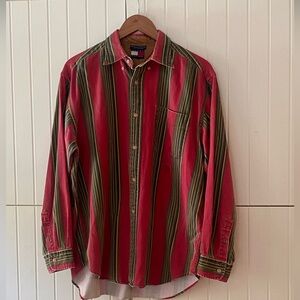 Tommy Hilfiger Green and Red Vintage Button Down
